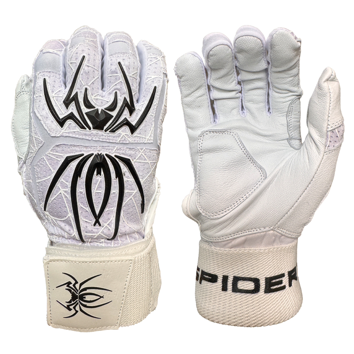 Spiderz ENDITE X- Long Strap Smooth Palm Batting Gloves - White
