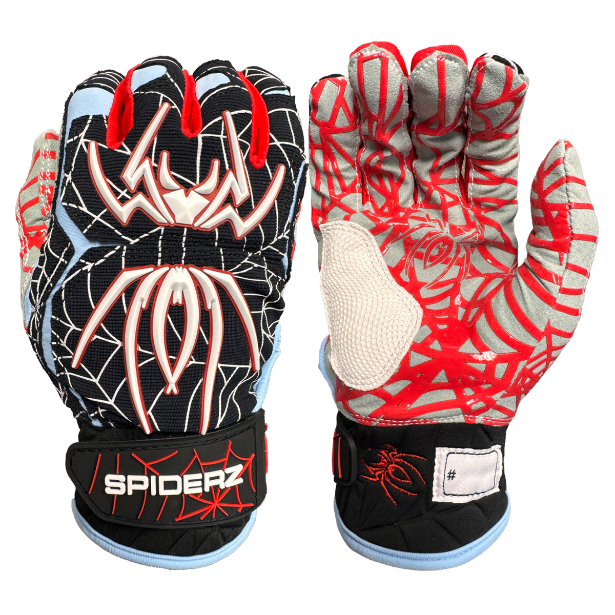 パーリゲイツ Spiderz HYBRID Batting Gloves - Black/Columbia Blue/Red – Spiderz