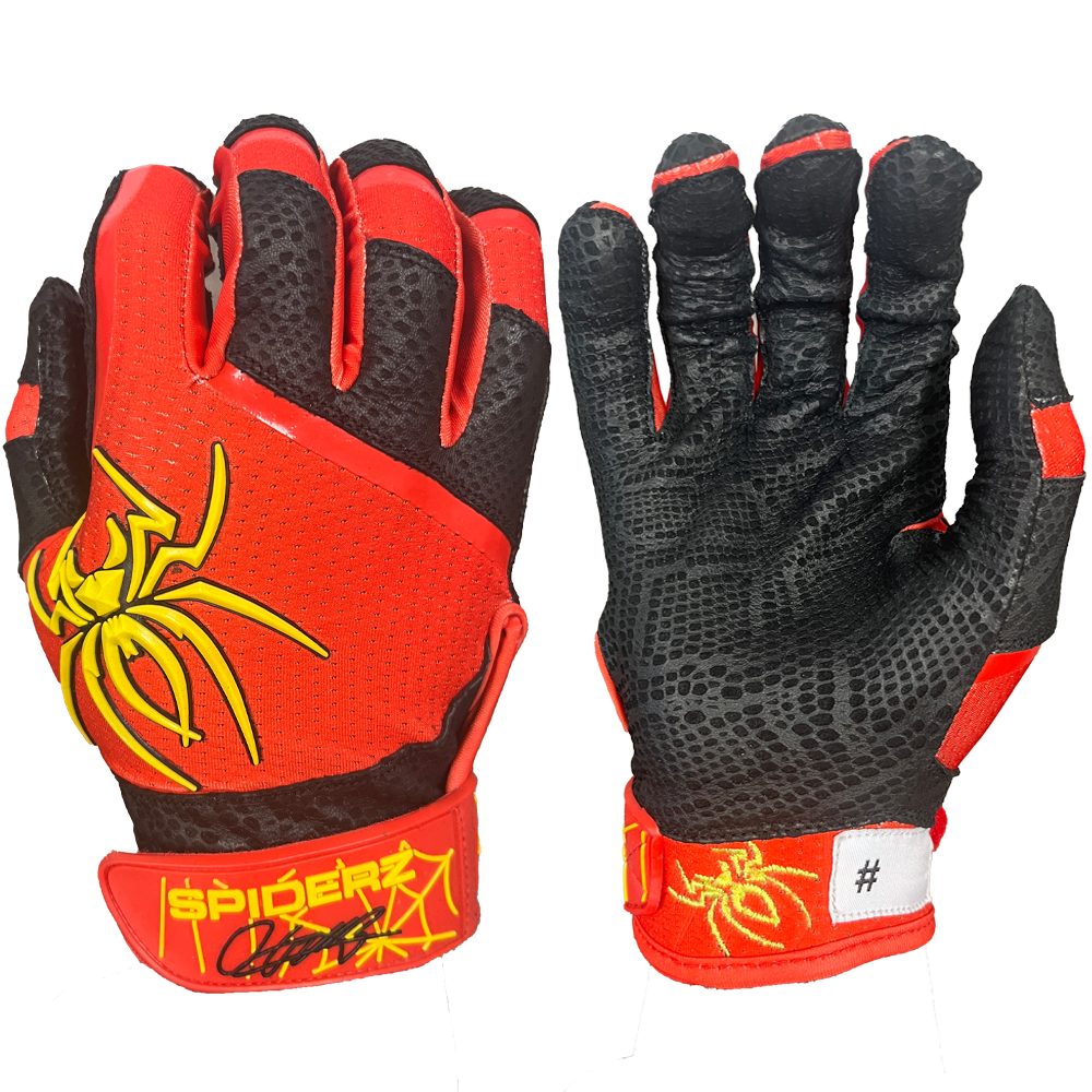 **SALE!** 2023 Spiderz PRO Batting Gloves Fall Edition - Oneil Cruz Signature Series #3 Red/Black/Yellow