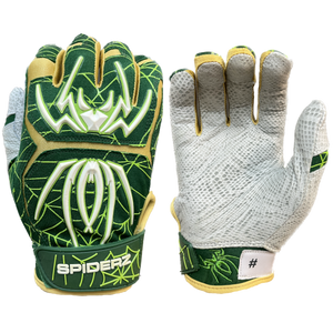 2024 Spiderz ENDITE Batting Gloves - "Irish" Dark Green/Neon Green/Gold