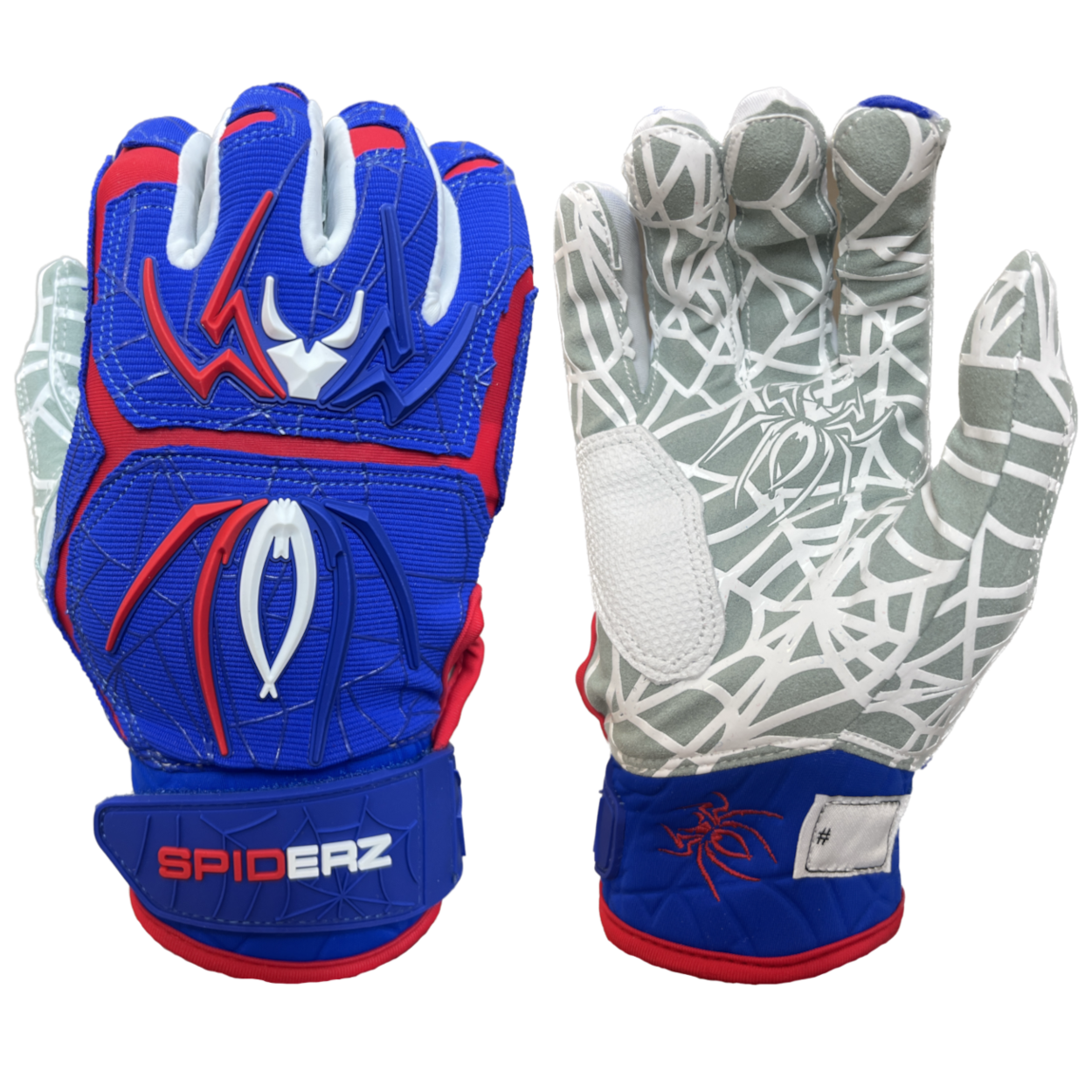 Spiderz HYBRID Batting Gloves - Royal Blue/Red/White