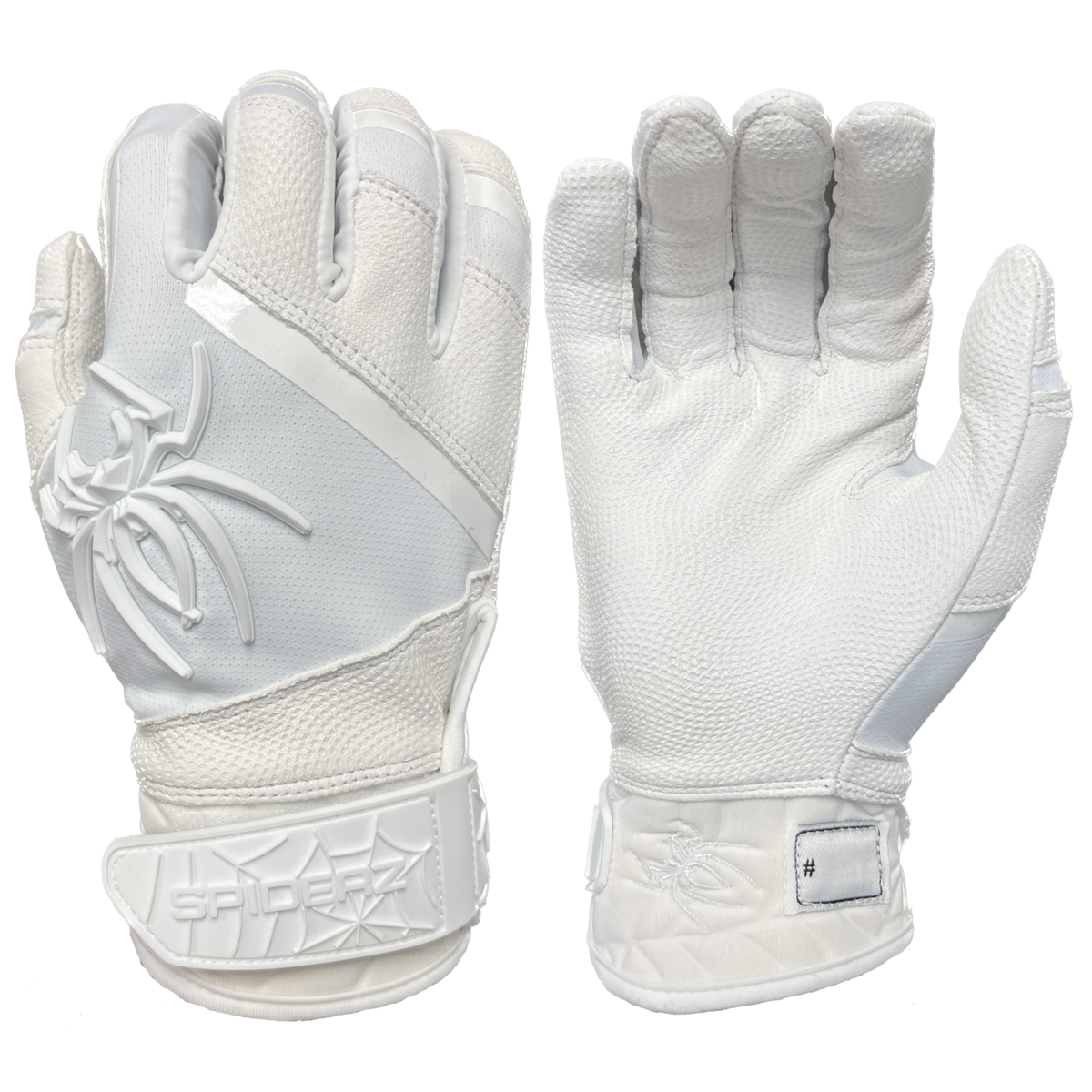 2025 Spiderz PRO PREMIER Batting Gloves White/White "WHITEOUT