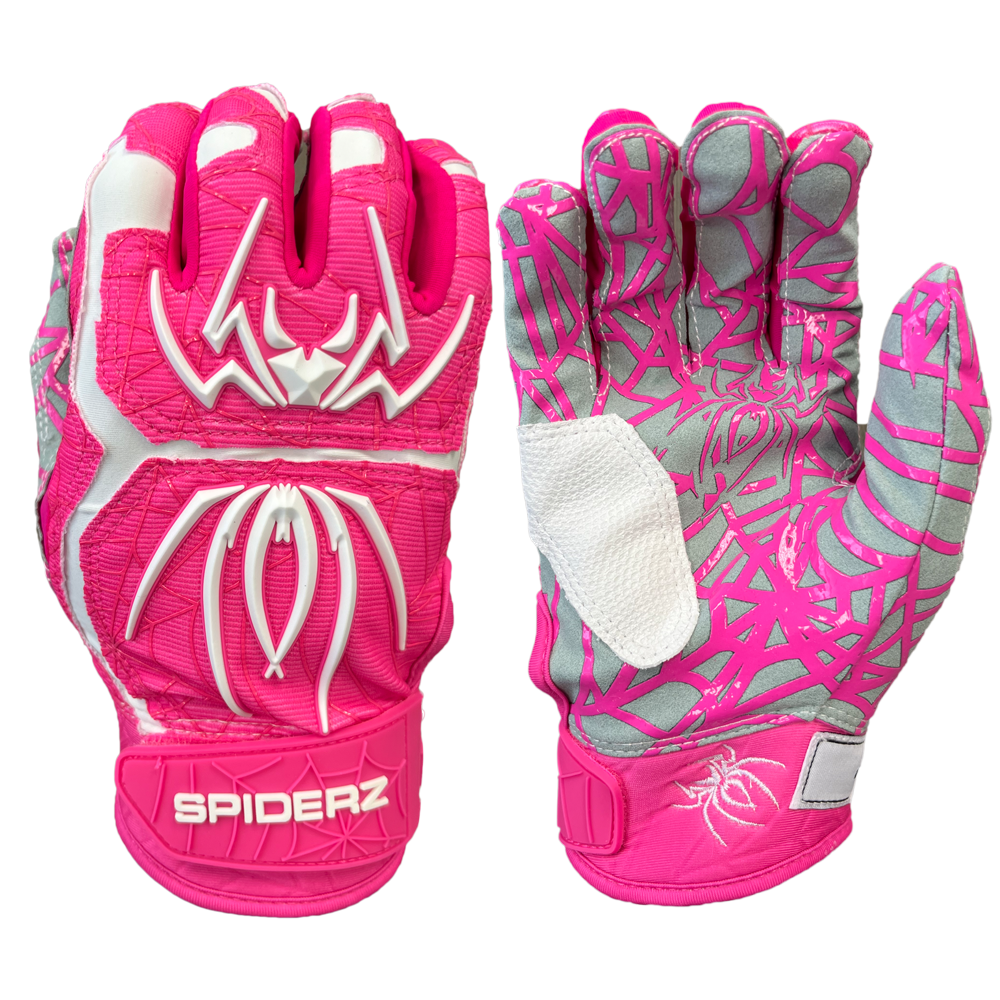 Spiderz HYBRID Batting Gloves Pink/White Spiderz Sports