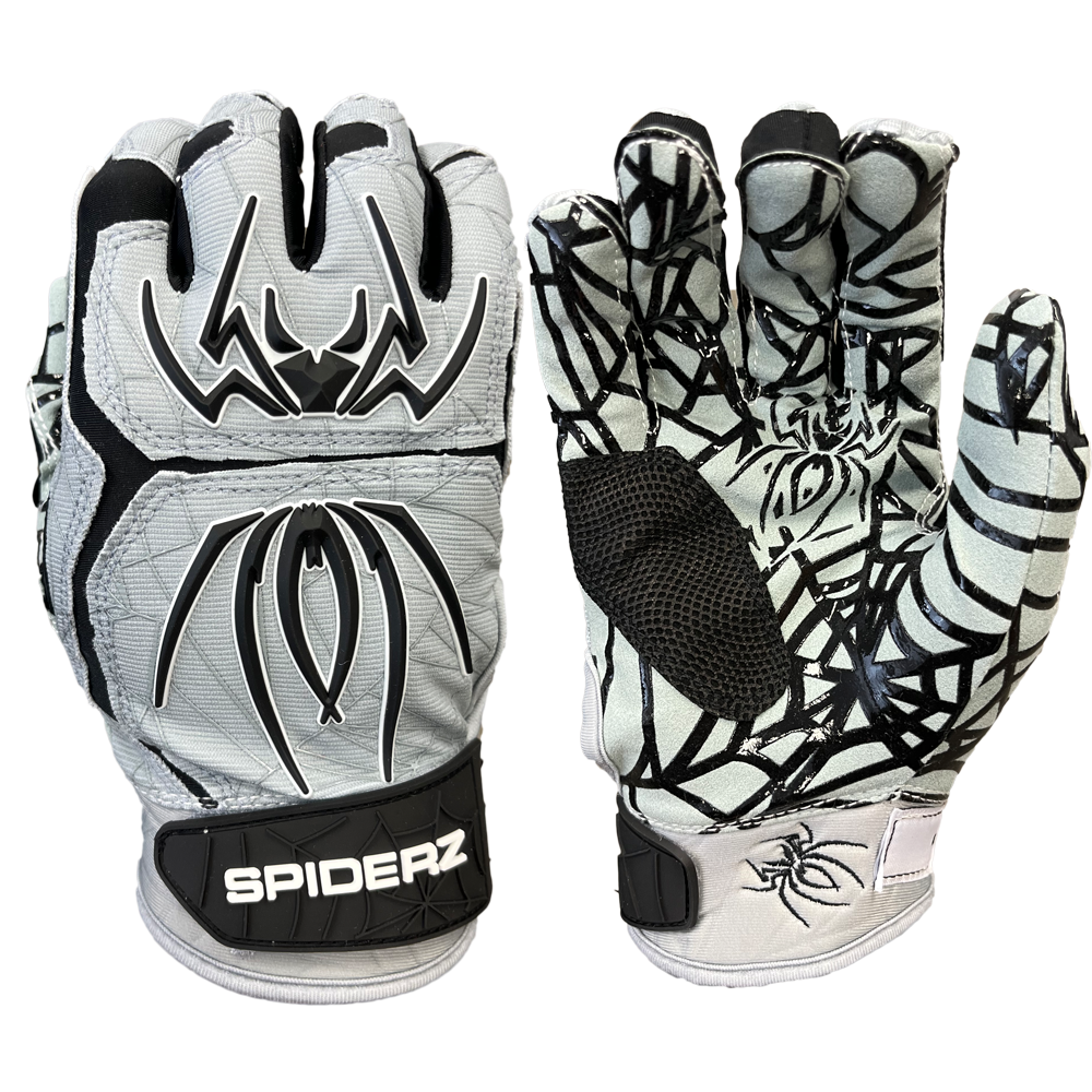 Spiderz HYBRID Batting Gloves - Silver/Black