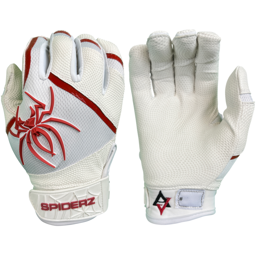 Spiderz PRO Batting Gloves White/Sedona Red AJ Vukovich Series