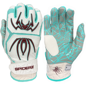 Spiderz HYBRID Batting Gloves - White/Maroon/Mint