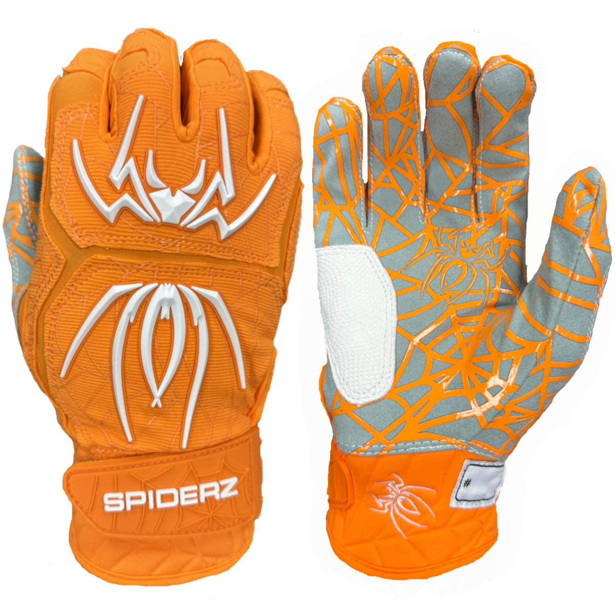 Spiderz HYBRID Batting Gloves - Orange/White