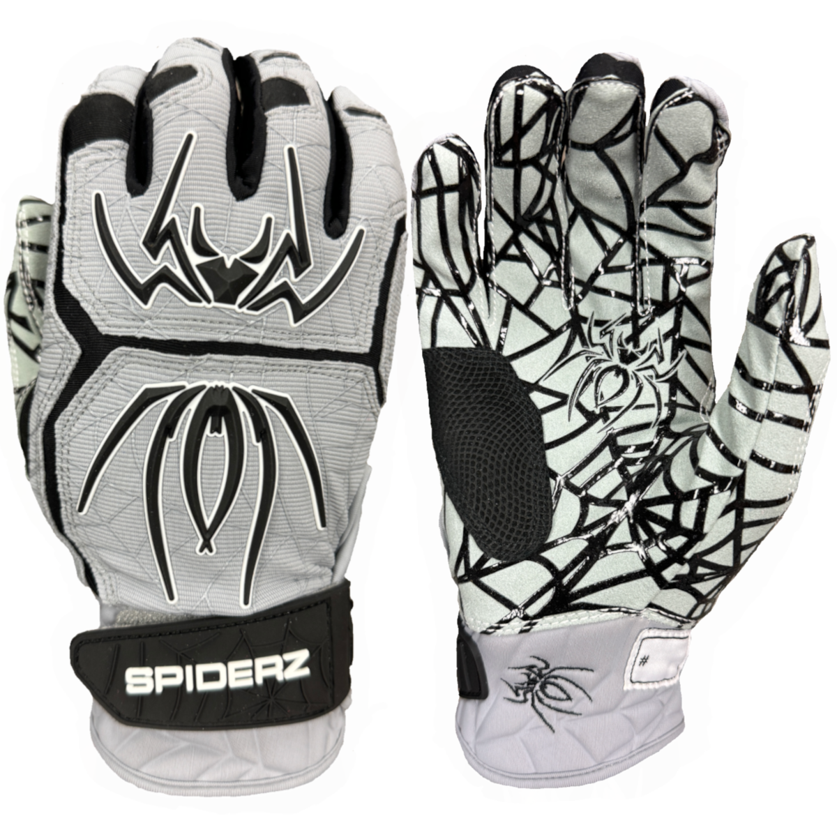 Spiderz HYBRID Batting Gloves - Silver/Black