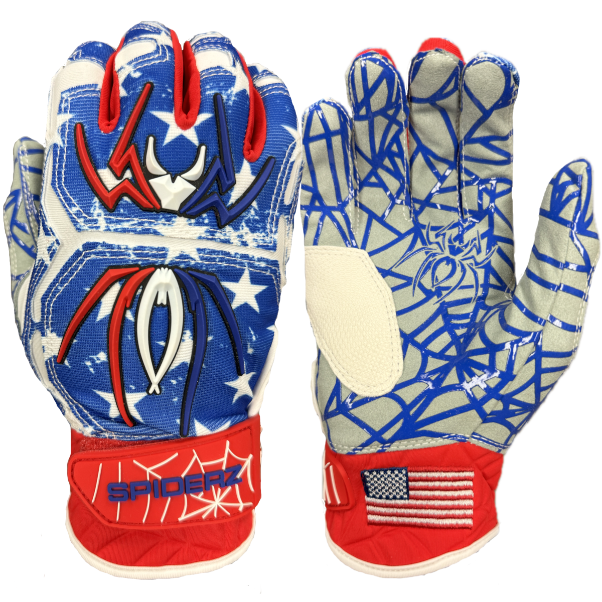 Spiderz HYBRID Batting Gloves - USA Flag