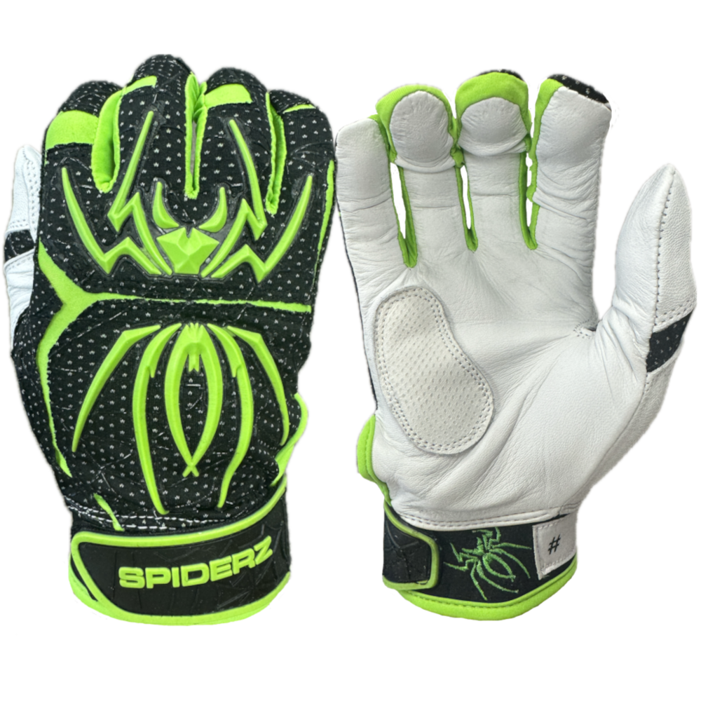 2024 Spiderz ENDITE LTD Smooth Palm Batting Gloves Black Neon Gree