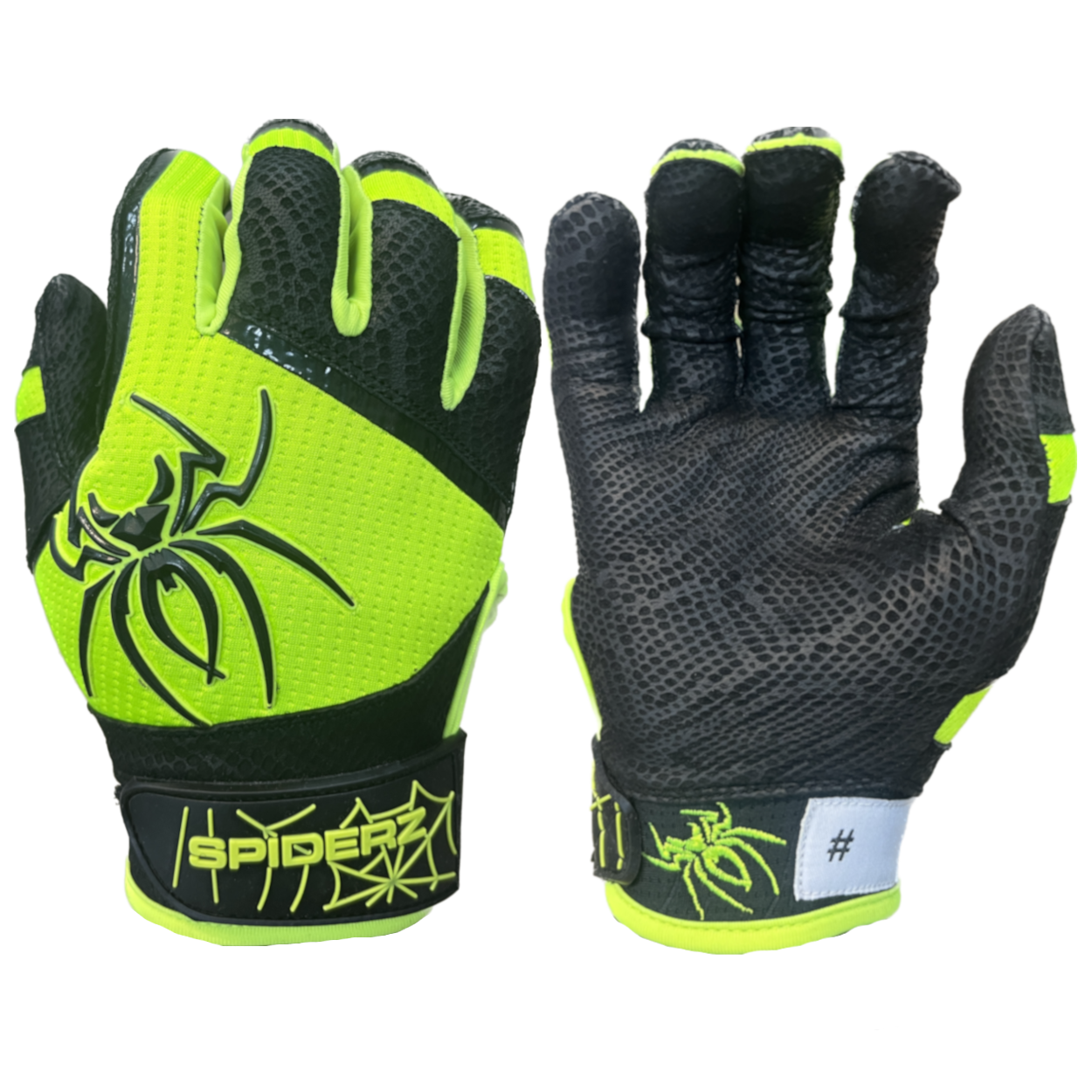 2024 Spiderz PRO Batting Gloves - Black/Neon Yellow