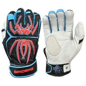 2024 Spiderz ENDITE LTD "Smooth Palm" Batting Gloves - Black/Red/Columbia Blue