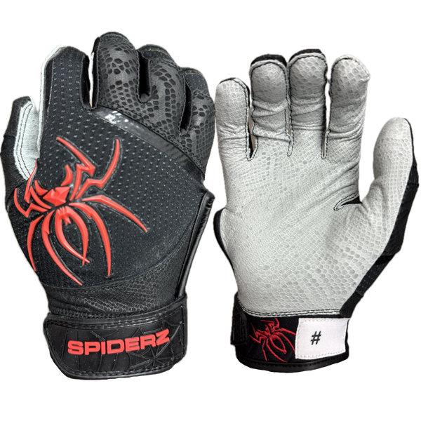 Spiderz PRO (short cuff) Batting Gloves - Black/Red – Spiderz Sports