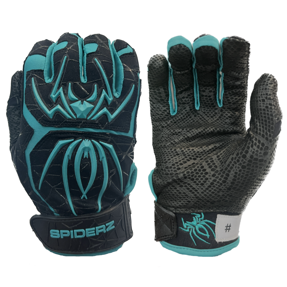 2024 Spiderz ENDITE Batting Gloves Black Teal Spiderz Sports