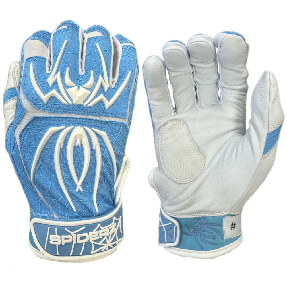 2024 Spiderz ENDITE LTD "Smooth Palm" Batting Gloves - Columbia Blue/White