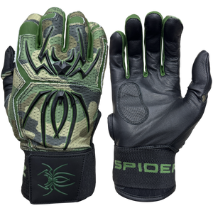 Spiderz ENDITE X- Long Strap Smooth Palm Batting Gloves - Camo/Black
