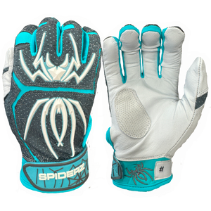 2024 Spiderz ENDITE LTD "Smooth Palm" Batting Gloves - Charcoal/Turquoise