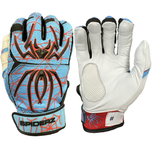 2024 Spiderz ENDITE LTD "Smooth Palm" Batting Gloves - Columbia Blue/Black/Red