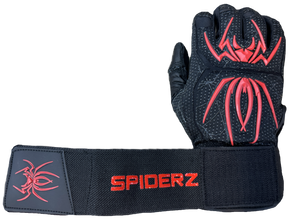 Spiderz ENDITE X- Long Strap Smooth Palm Batting Gloves - Black/Red