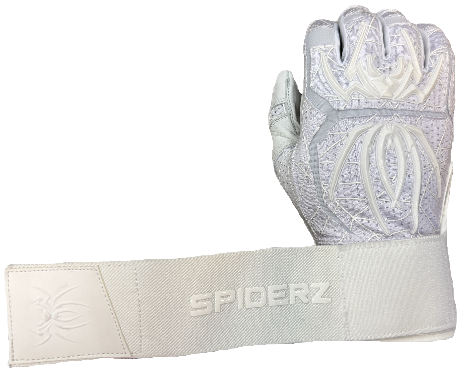 Spiderz ENDITE X- Long Strap Smooth Palm Batting Gloves - White/White