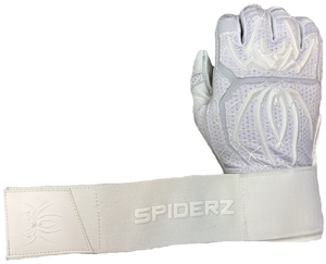 Spiderz ENDITE X- Long Strap Smooth Palm Batting Gloves - White/White