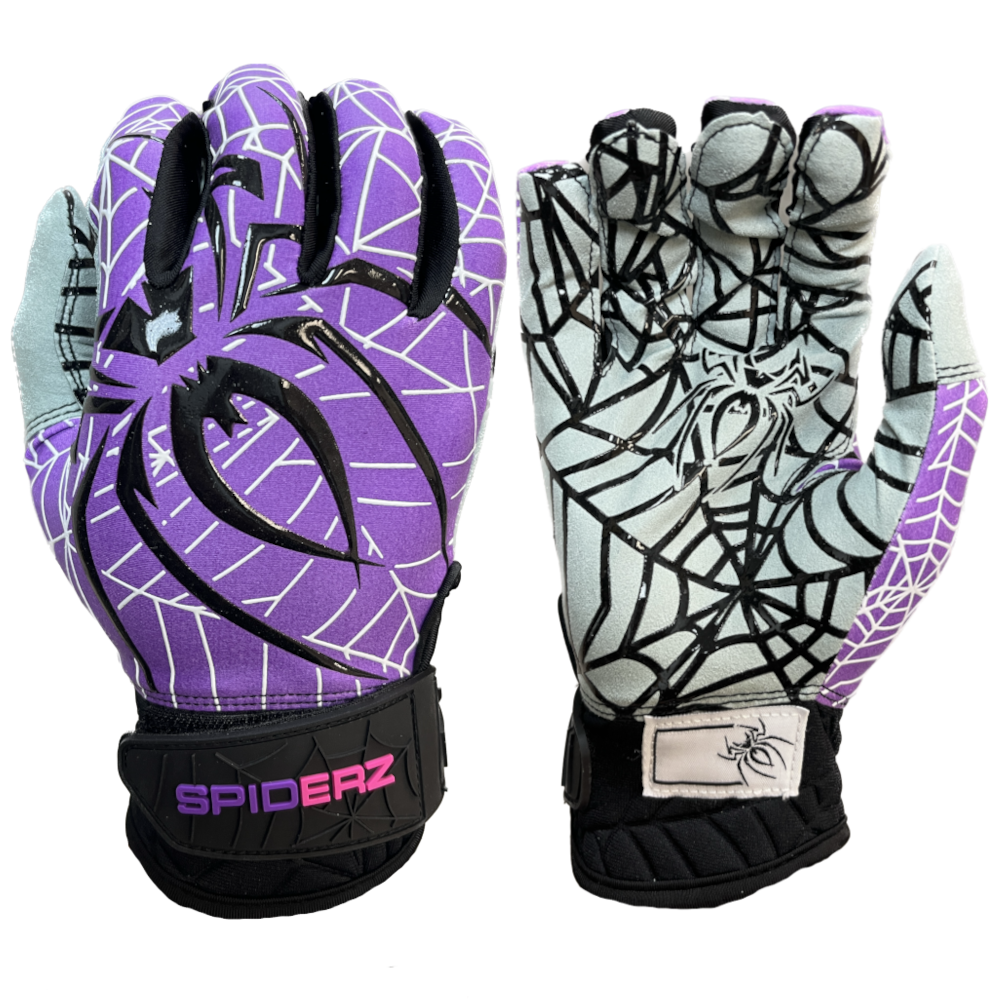 Black and 2024 purple batting gloves