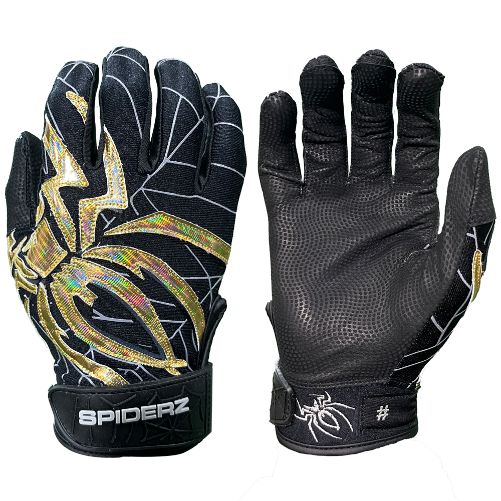 2023 Spiderz PRIZM Batting Gloves - Black/Gold