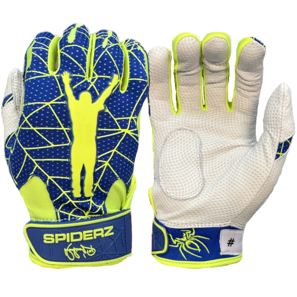 Spiderz PRO Batting Gloves - Manny Ramirez Signature Series - Royal Blue/Neon Yellow