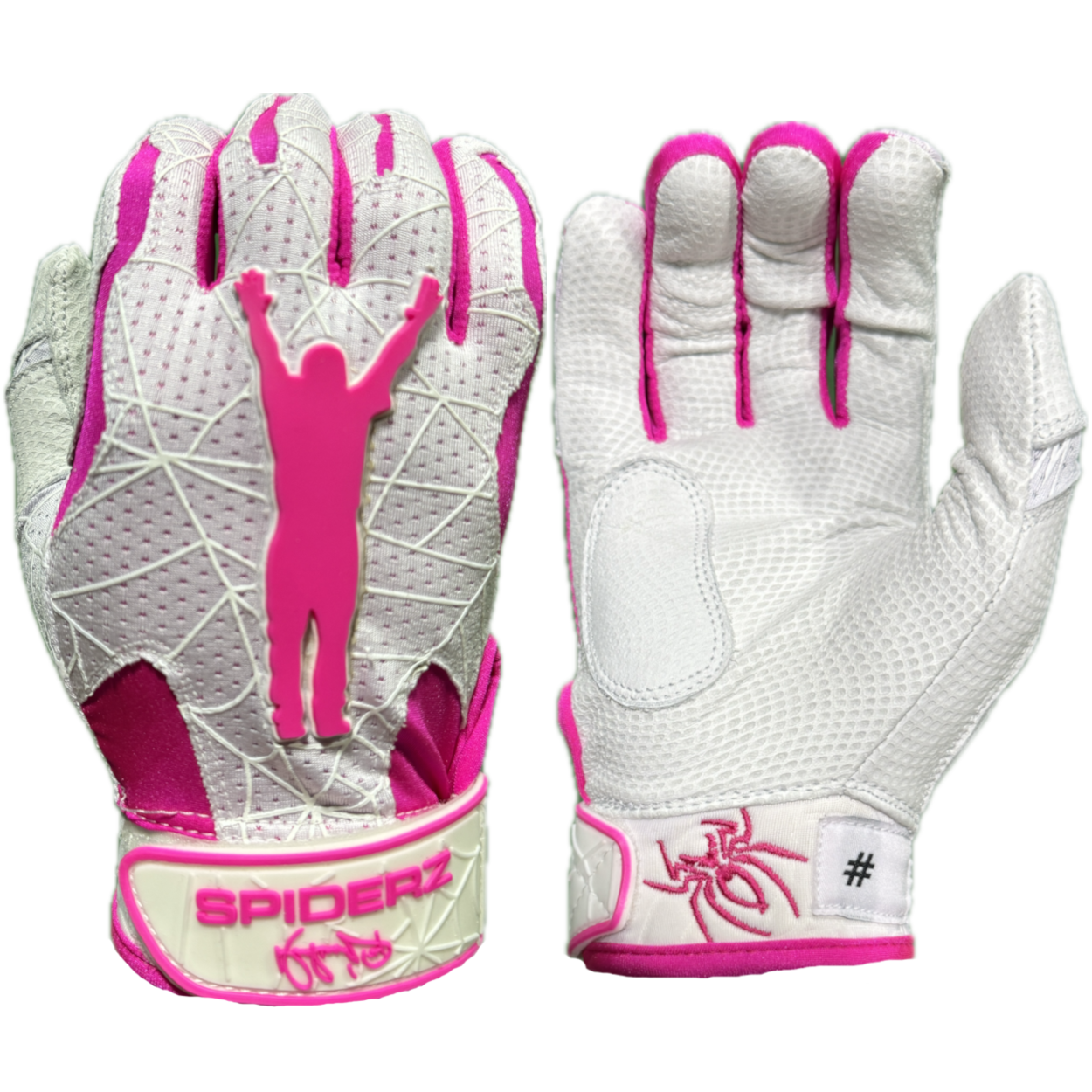 Spiderz PRO Batting Gloves - Manny Ramirez Signature Series - White/Pink