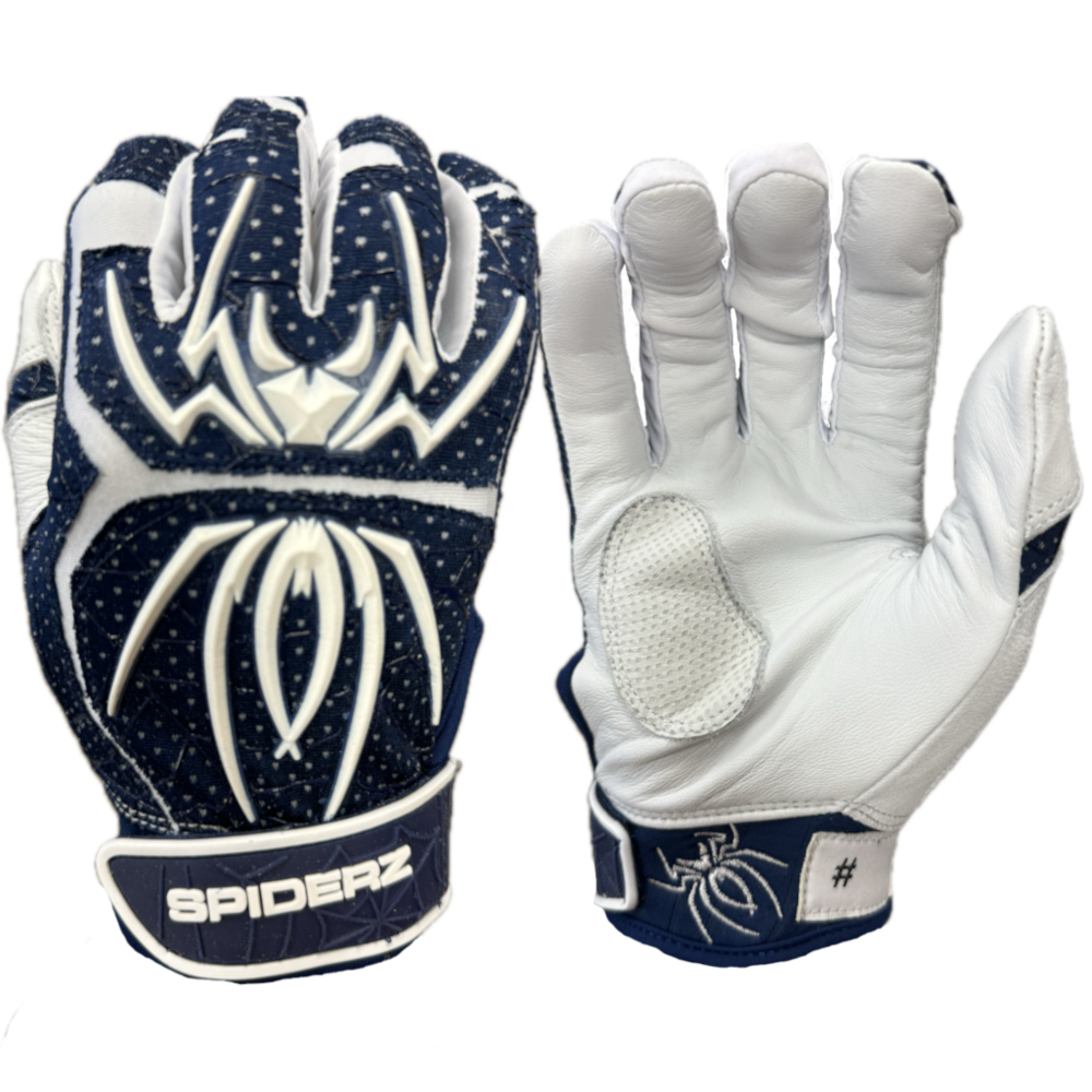 2024 Spiderz ENDITE LTD "Smooth Palm" Batting Gloves - Navy Blue/White