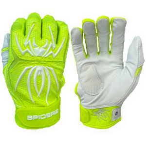 2024 Spiderz ENDITE LTD "Smooth Palm" Batting Gloves - Neon Yellow/White