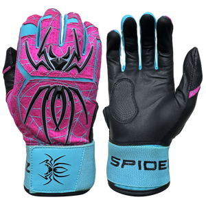 Spiderz ENDITE X- Long Strap Smooth Palm Batting Gloves - Pink/Turquoise