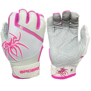 2024 Spiderz PRO Batting Gloves - White/Pink
