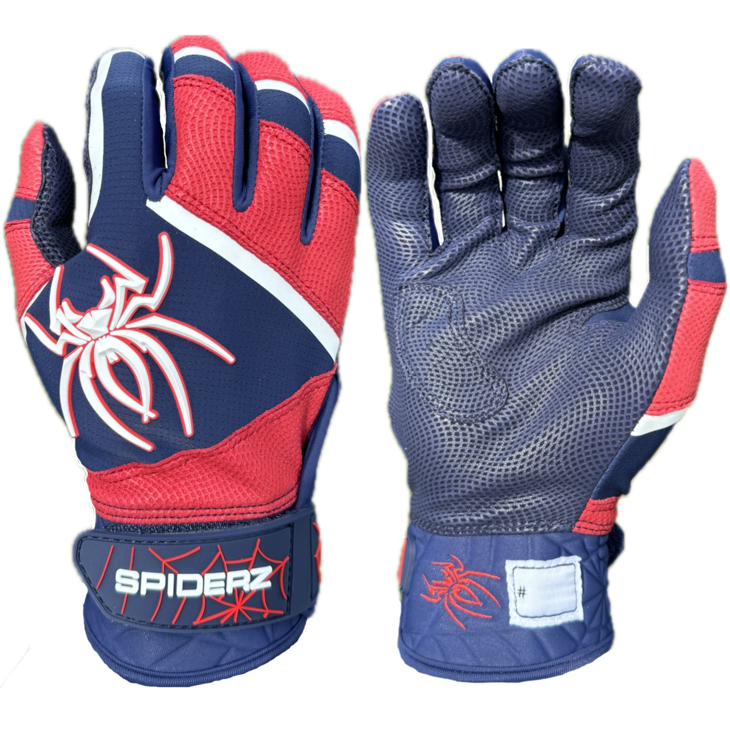 2025 Spiderz PRO PREMIER Batting Gloves - Navy Blue/Red/White