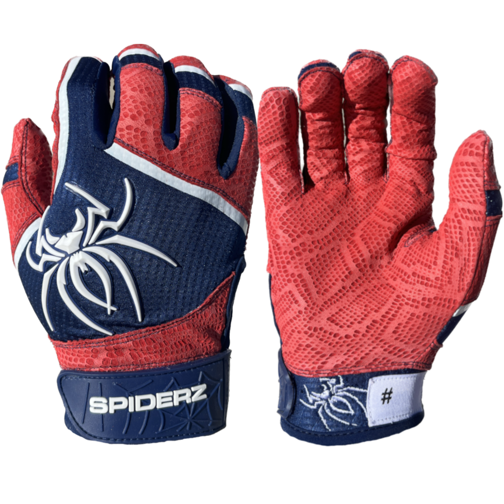 2024 Spiderz PRO Batting Gloves Navy Red White