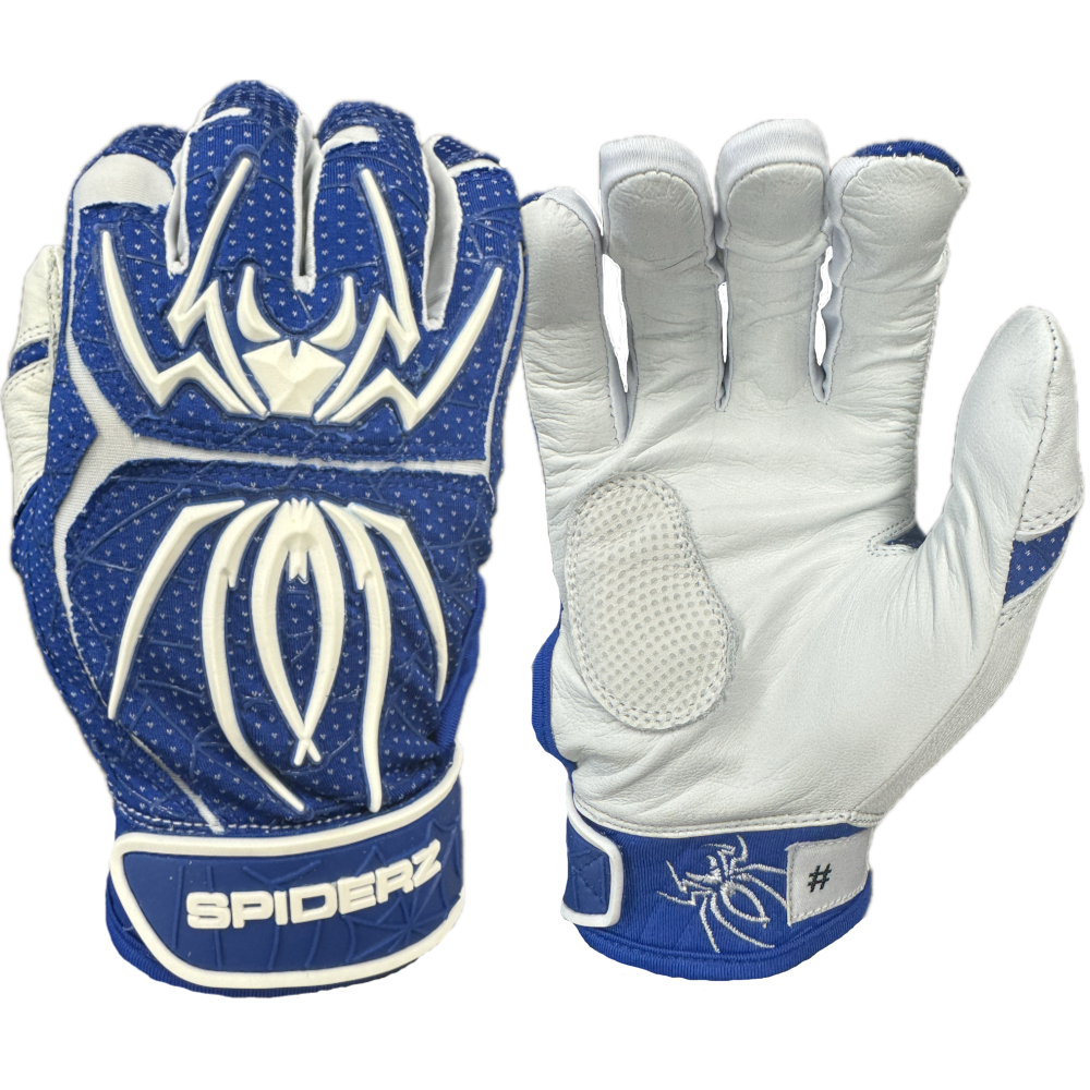 2024 Spiderz ENDITE LTD "Smooth Palm" Batting Gloves - Royal Blue/White