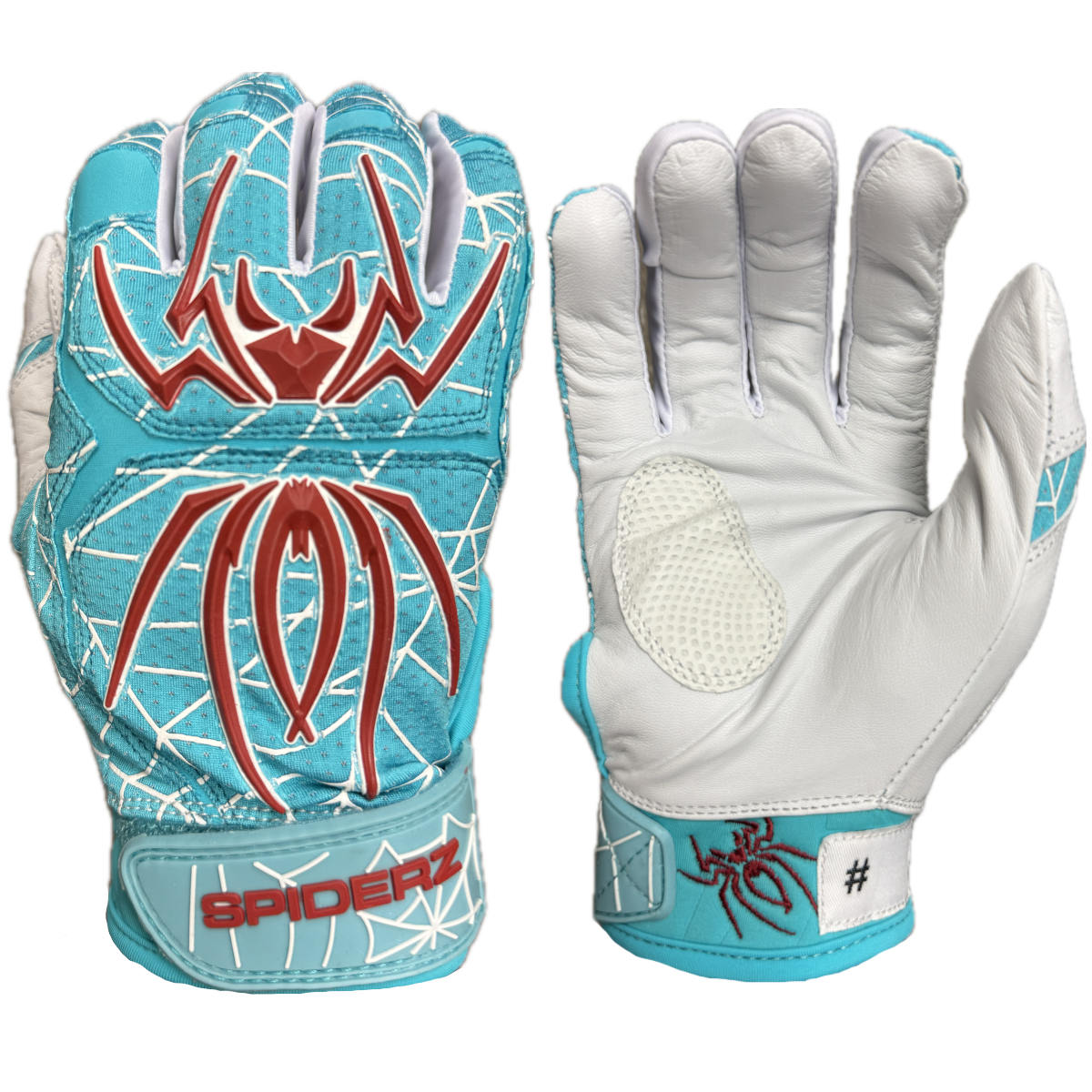 Spiderz ENDITE LTD "Smooth Palm" Batting Gloves - Turquoise/Maroon