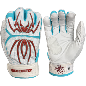 Spiderz ENDITE LTD "Smooth Palm" Batting Gloves - White/Maroon/Turquoise