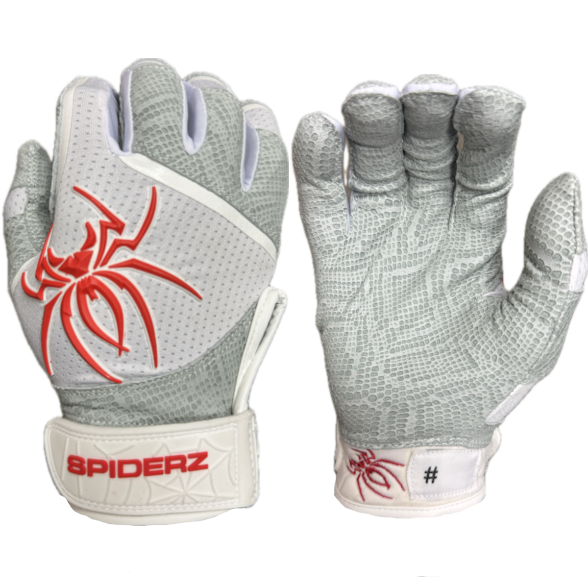 Spiderz PRO (short cuff) Batting Gloves - White/Red