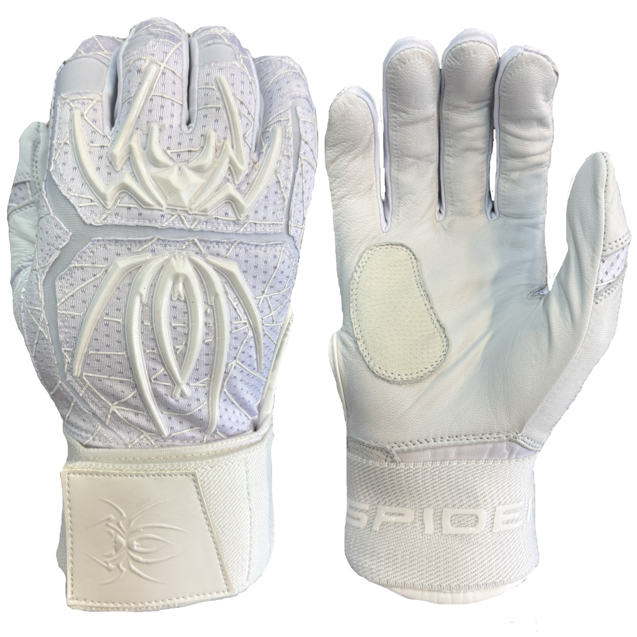 Spiderz ENDITE X- Long Strap Smooth Palm Batting Gloves - White/White
