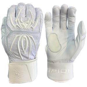 Spiderz ENDITE X- Long Strap Smooth Palm Batting Gloves - White/White