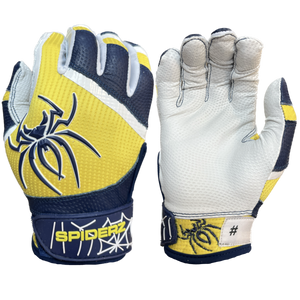 2023 Spiderz PRO Batting Gloves - LTE Yellow/Navy Blue/White