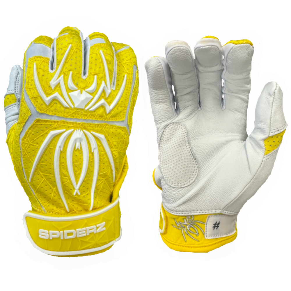 2024 Spiderz ENDITE LTD "Smooth Palm" Batting Gloves - Yellow/White