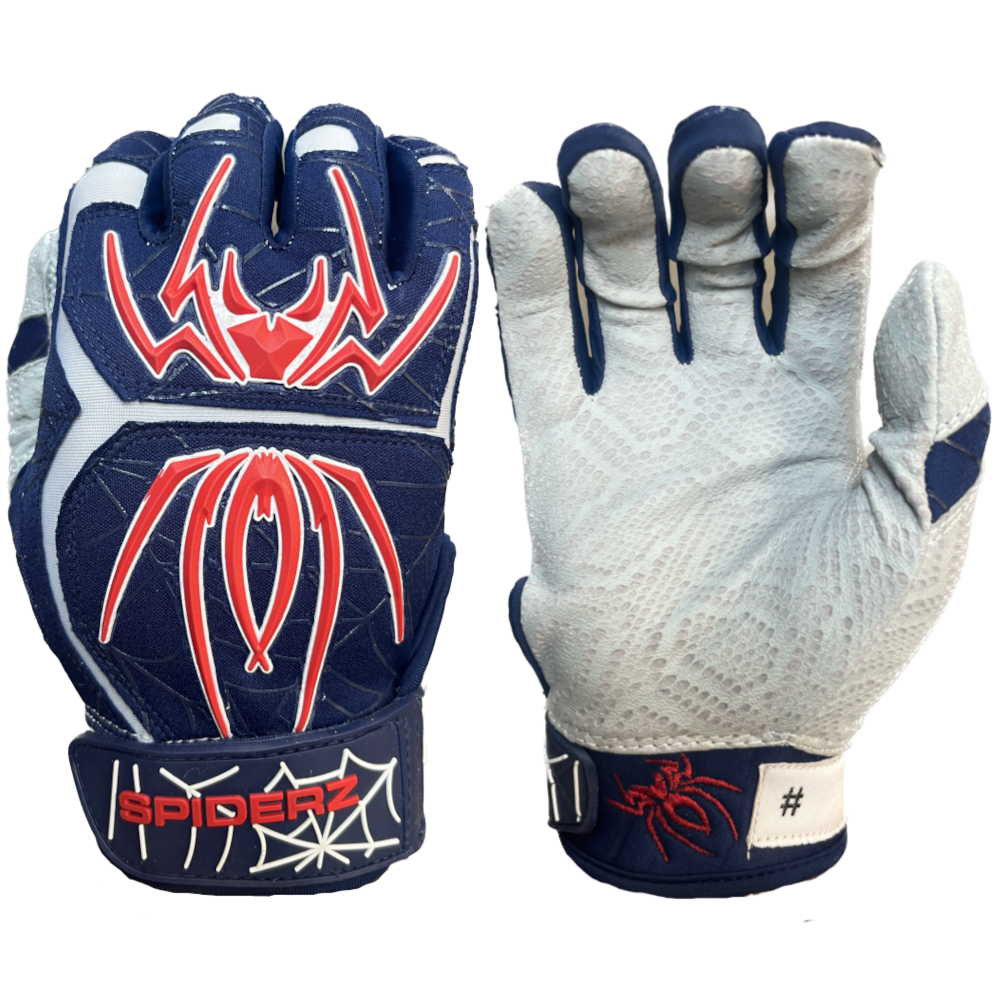 Blue and red batting top gloves