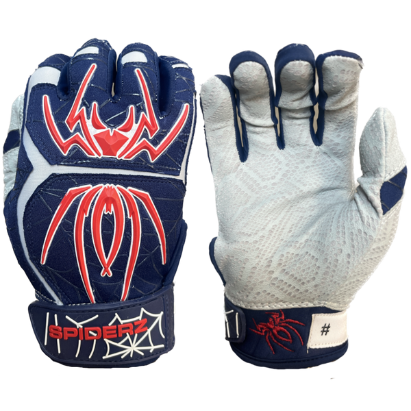2024 Spiderz ENDITE Batting Gloves - Navy Blue/Red/White