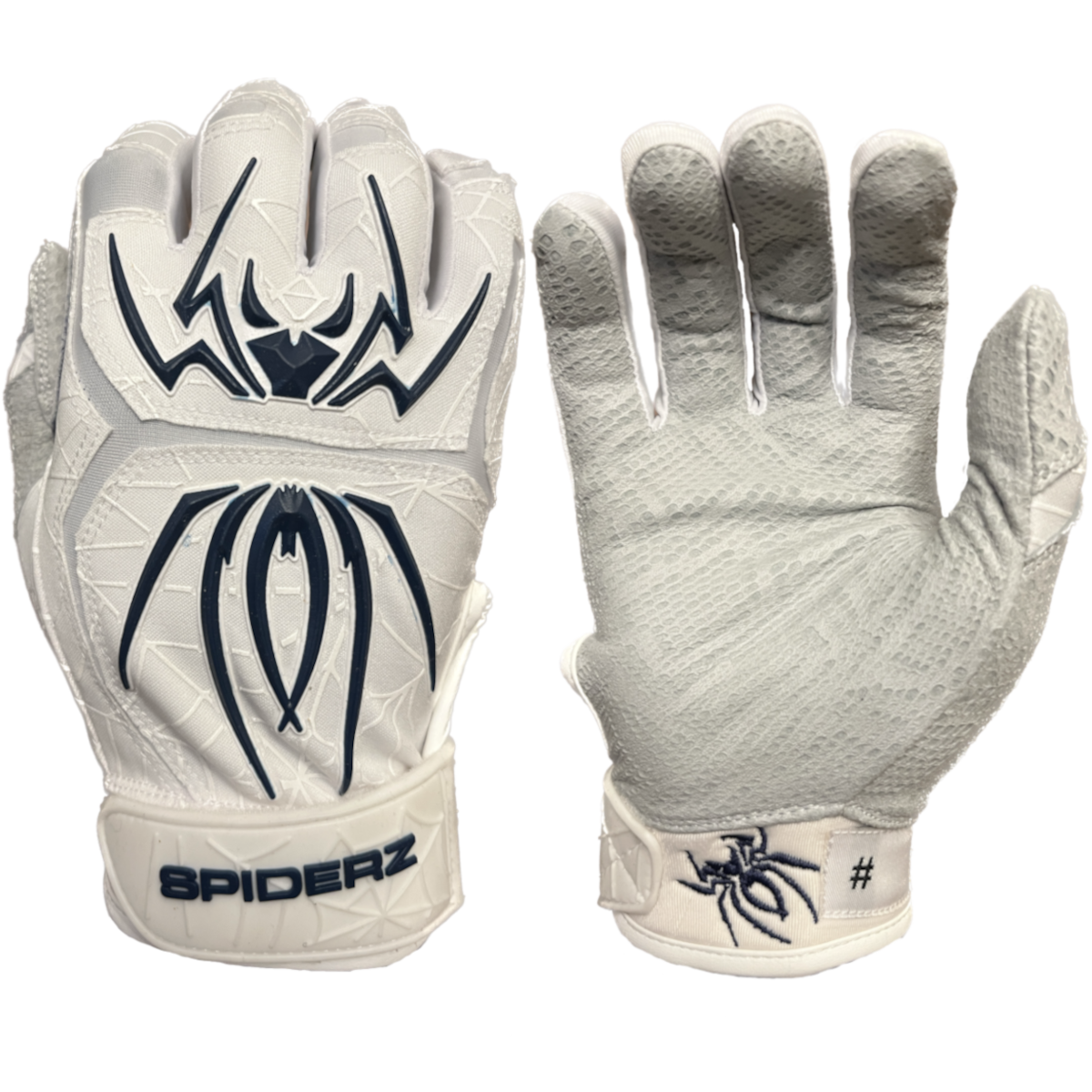 2024 Spiderz ENDITE Batting Gloves - White/Navy Blue