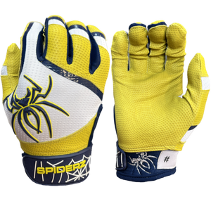 2023 Spiderz PRO Batting Gloves - LTE White/Yellow/Navy Blue