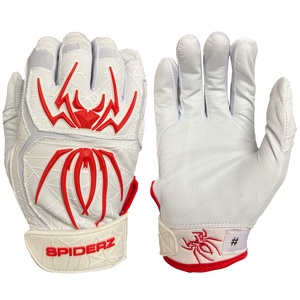 2022 Spiderz ENDITE Batting Gloves - White/Red