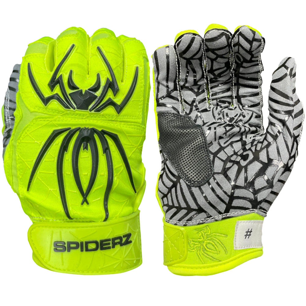 Spiderz HYBRID Batting Gloves Neon Yellow Black Spiderz Sports