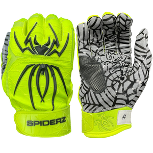 2023 Spiderz HYBRID Batting Gloves - Neon Yellow/Black